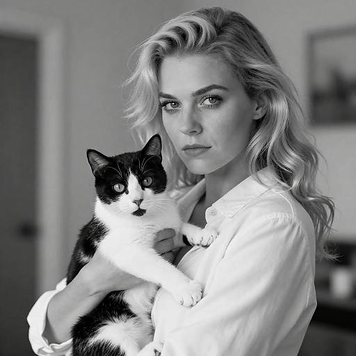 Serious Blonde in Black-and-White Portrait