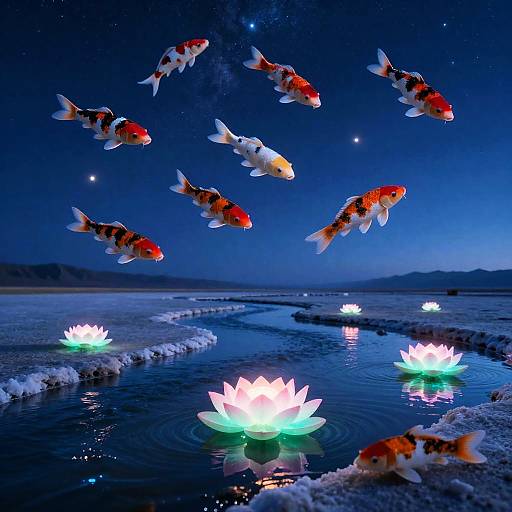 Celestial Koi Constellations Over Salt Flats