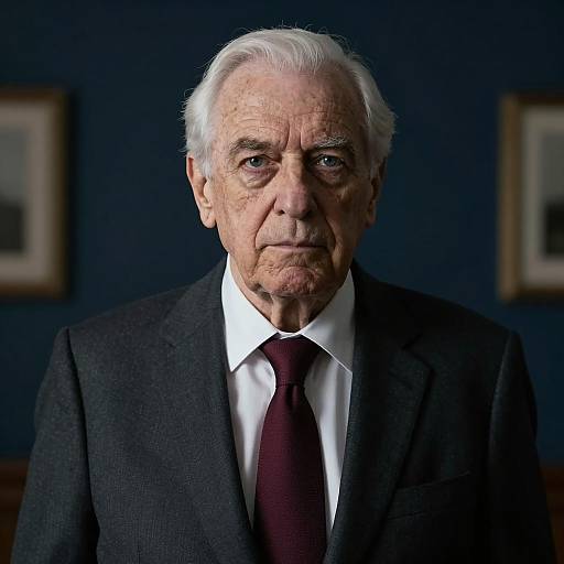 Serious Elderly Man in Dimly Lit Room