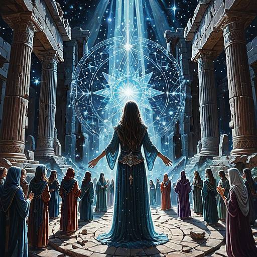 Celestial Oracle in Temple Ruins