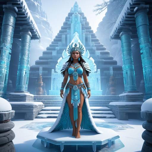 Aztec Goddess in Icy Shrine