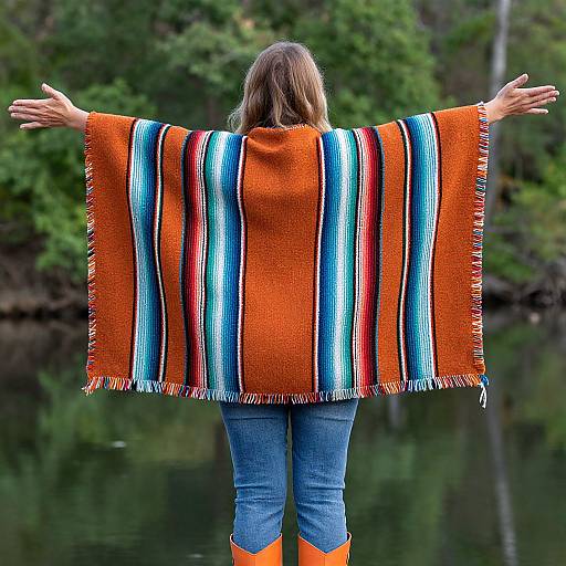 Woman with Rio Bravo Blanket Outdoors