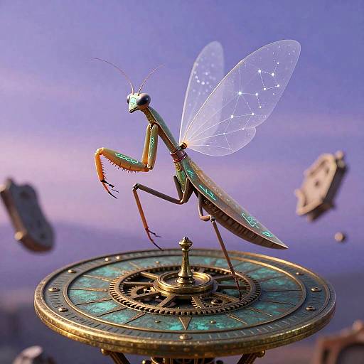 Clockwork Mantis on Lavender Sundial