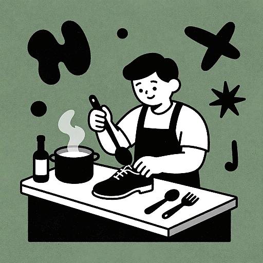 Whimsical Cobbler Digital Scratchboard