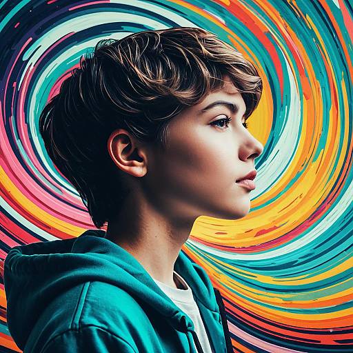 3D Teen Profile with Swirling Colors