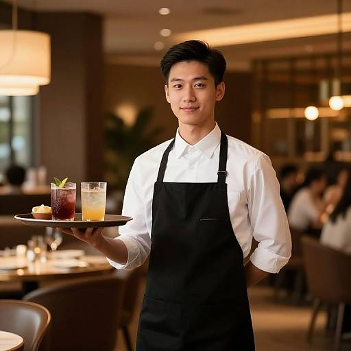 Upscale Restaurant Waitstaff Scene