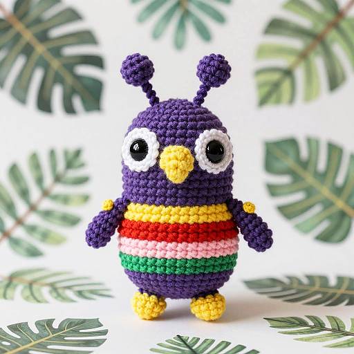Bright Crochet Parrot in Tropical Setting