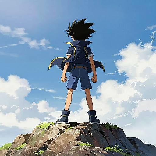 Heroic Anime Mountain Peak Pose