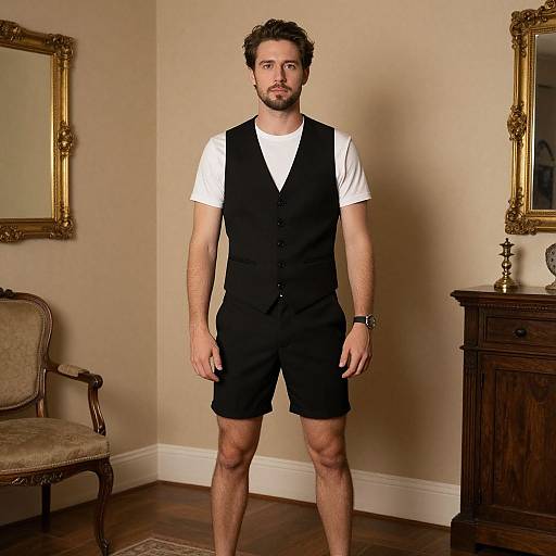 Man in Vest and Shorts Costume