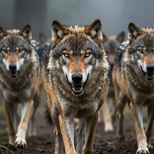 Fierce Alpha Wolf Leading Pack