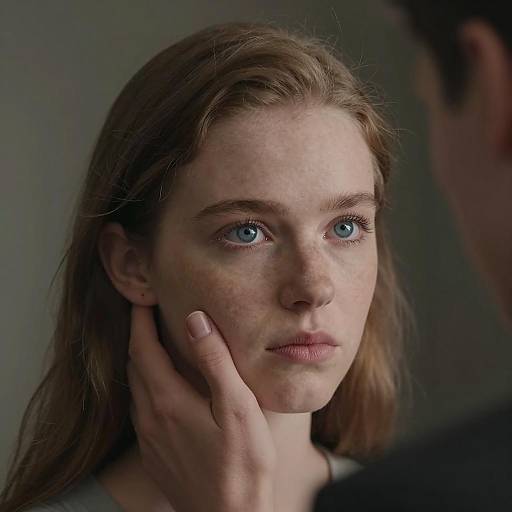 Young Woman Being Gently Touched on Face