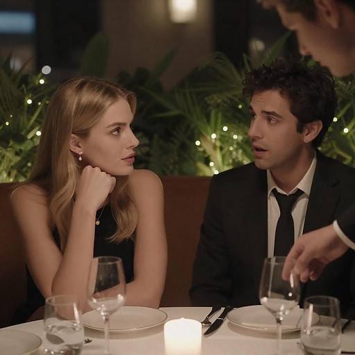 Intimate Restaurant Scene with Captivating Gaze