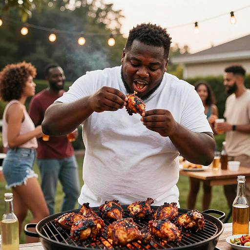 Lively Backyard BBQ with Spicy Chicken