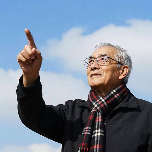 Smiling Elderly Man Against Blue Sky