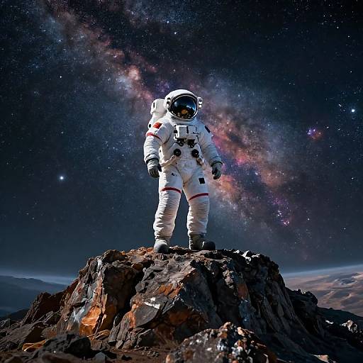 Astronaut on Alien Mountain Peak