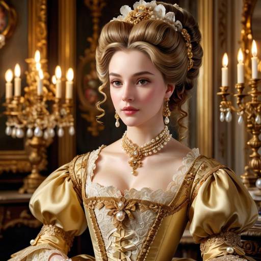 Elaborate Baroque Woman Portrait in Cream