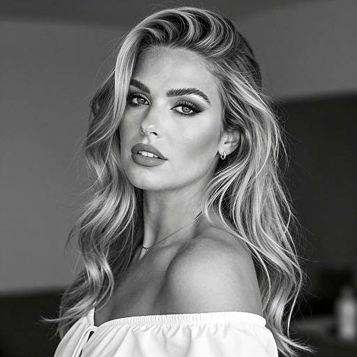 Black and White Portrait of Blonde Woman