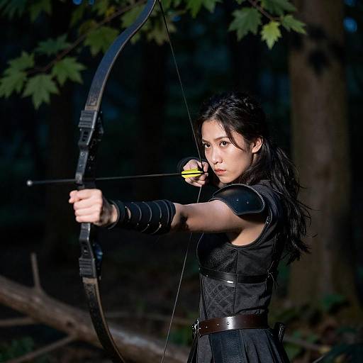 Warrior Woman with Bow in Forest