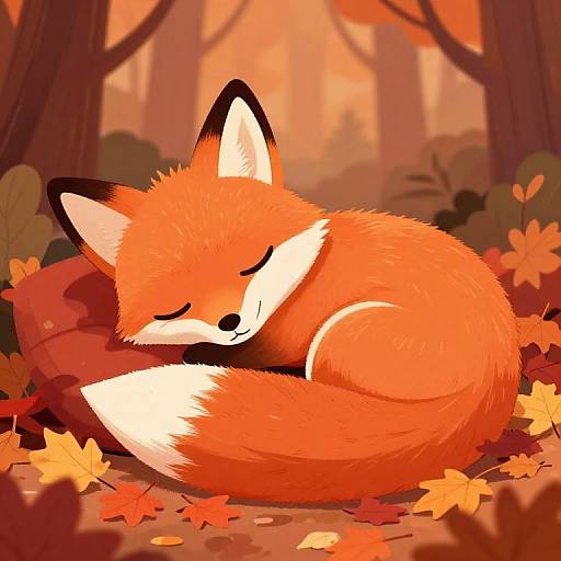 Cozy Stylized Sleeping Fox Art
