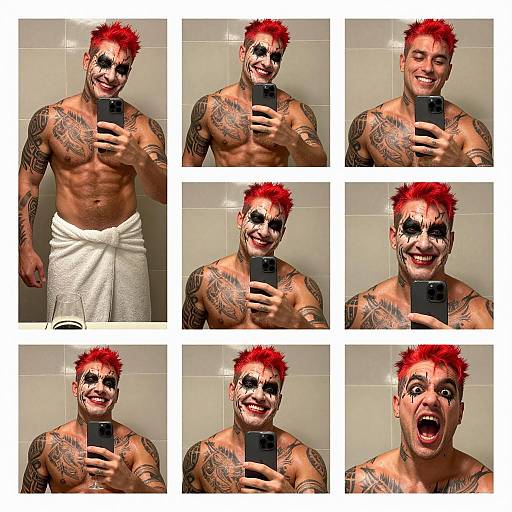 Dynamic Collage of a Muscular Horror Themed Man