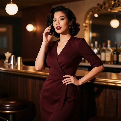 Vintage Jazz Singer in Retro Bar