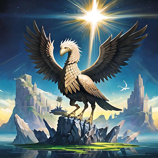 Majestic Griffin on Floating Crystal Island