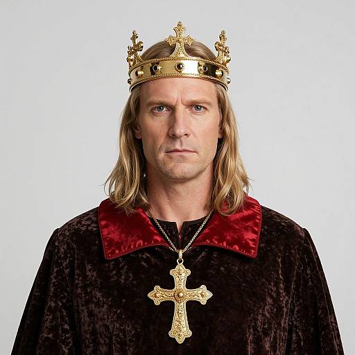 Regal Blond Man in Ornate Crown