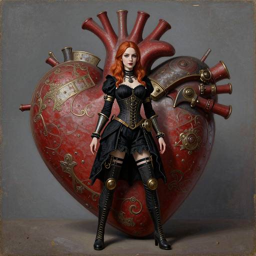 Steampunk Cubist Woman in Escher Heart