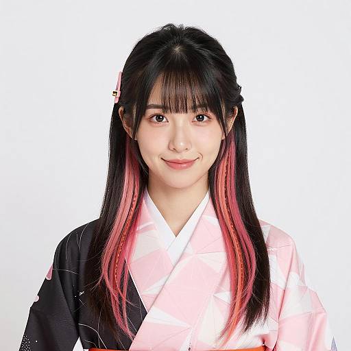 Elegant East Asian Woman in Kimono