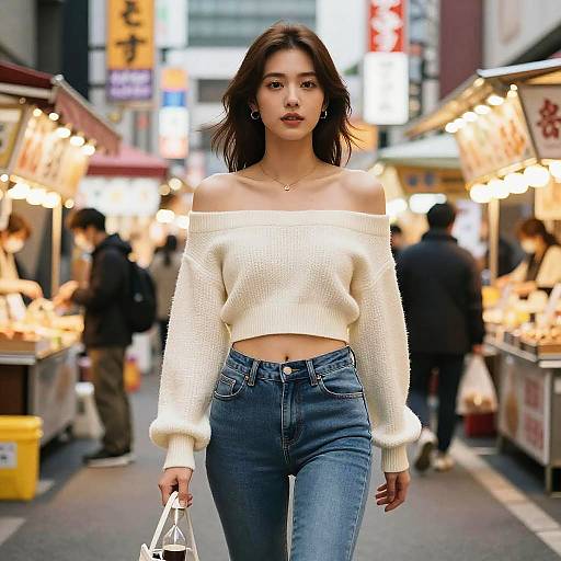 Stylish Hourglass Woman in Tokyo Night