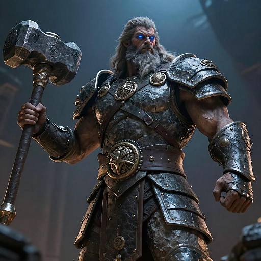 Majestic Warrior with Glowing Blue Eyes