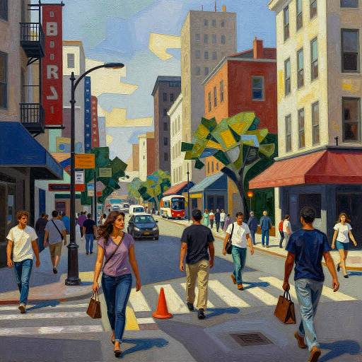 Cubist Urban Street Scene Painting