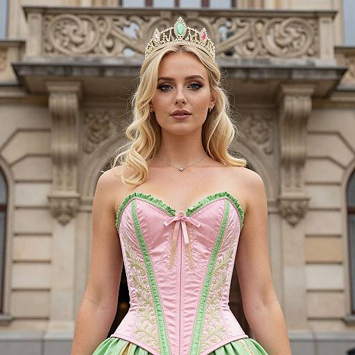 Blonde Woman in Crowned Corset