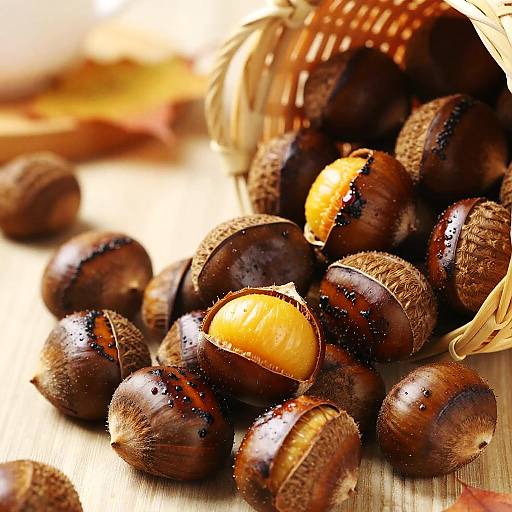 Roasted Chestnuts in Autumn Basket