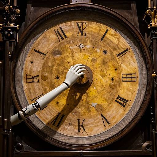 Ancient Clockwork Librarian Organizing Stars