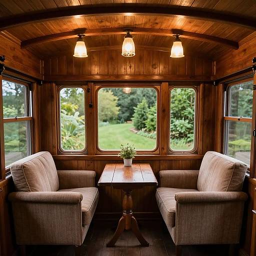 Cozy Wooden Carriage Interior Scene