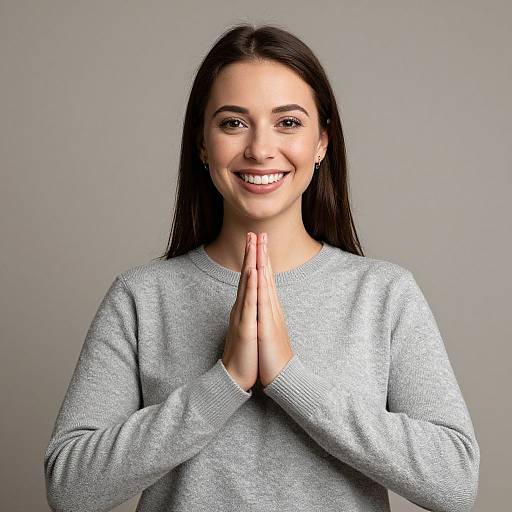 Warm Smiling Woman in Prayer Pose