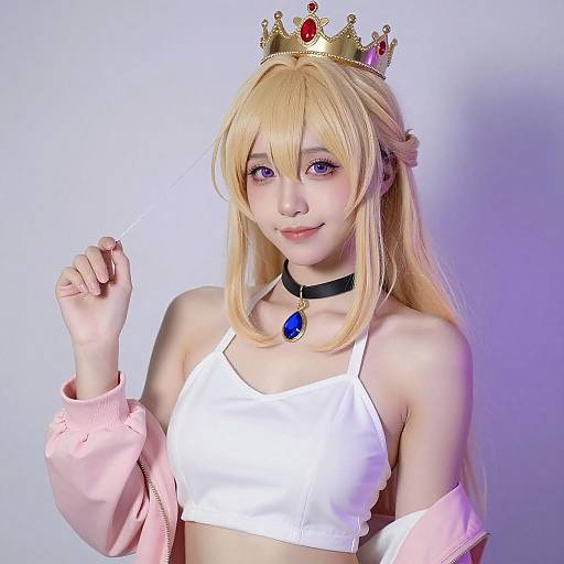 Young Woman with Crown and Colorful Outfit