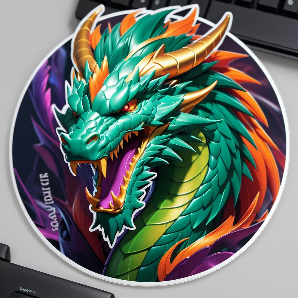 Fierce Dragon Gamer Sticker Art