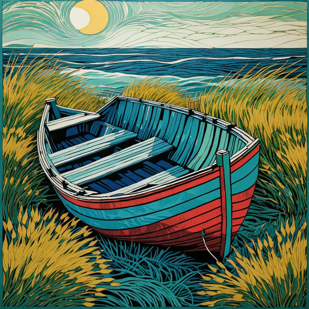 Van Gogh Inspired Fishing Boat Print