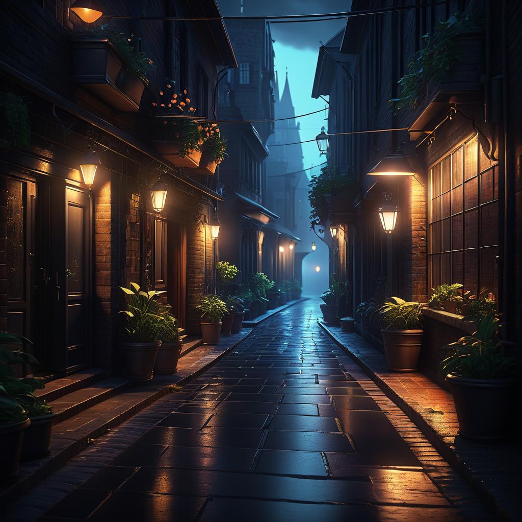 Cinematic Digital Artwork of Midnight Alley