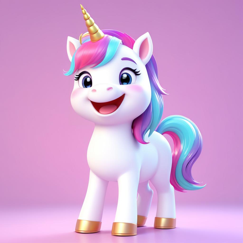 Charming 3D Kawaii Unicorn Animation