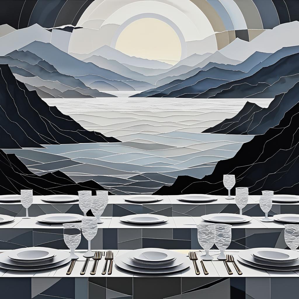 Modernist Last Supper with Stormy Landscape