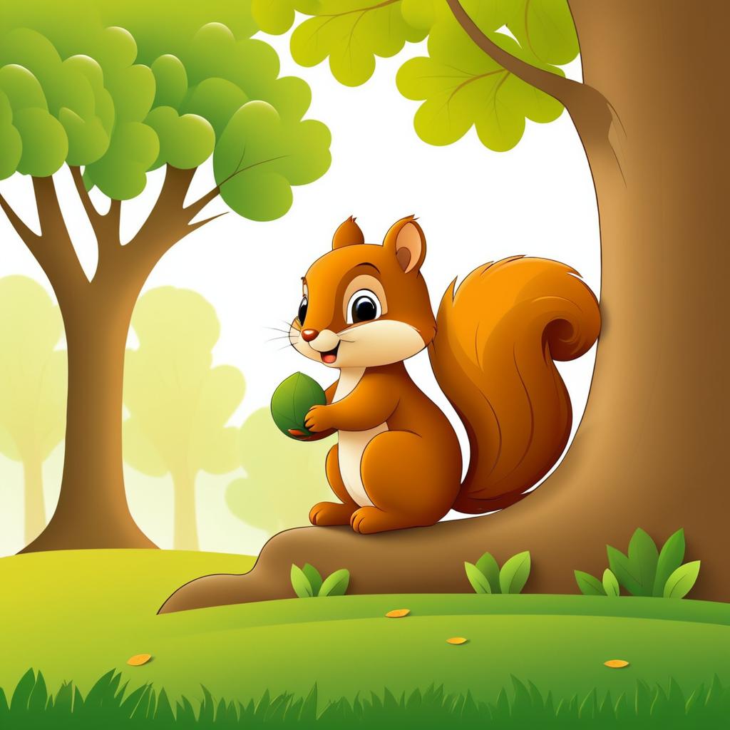 Playful Squirrel by Acorn Tree Illustration