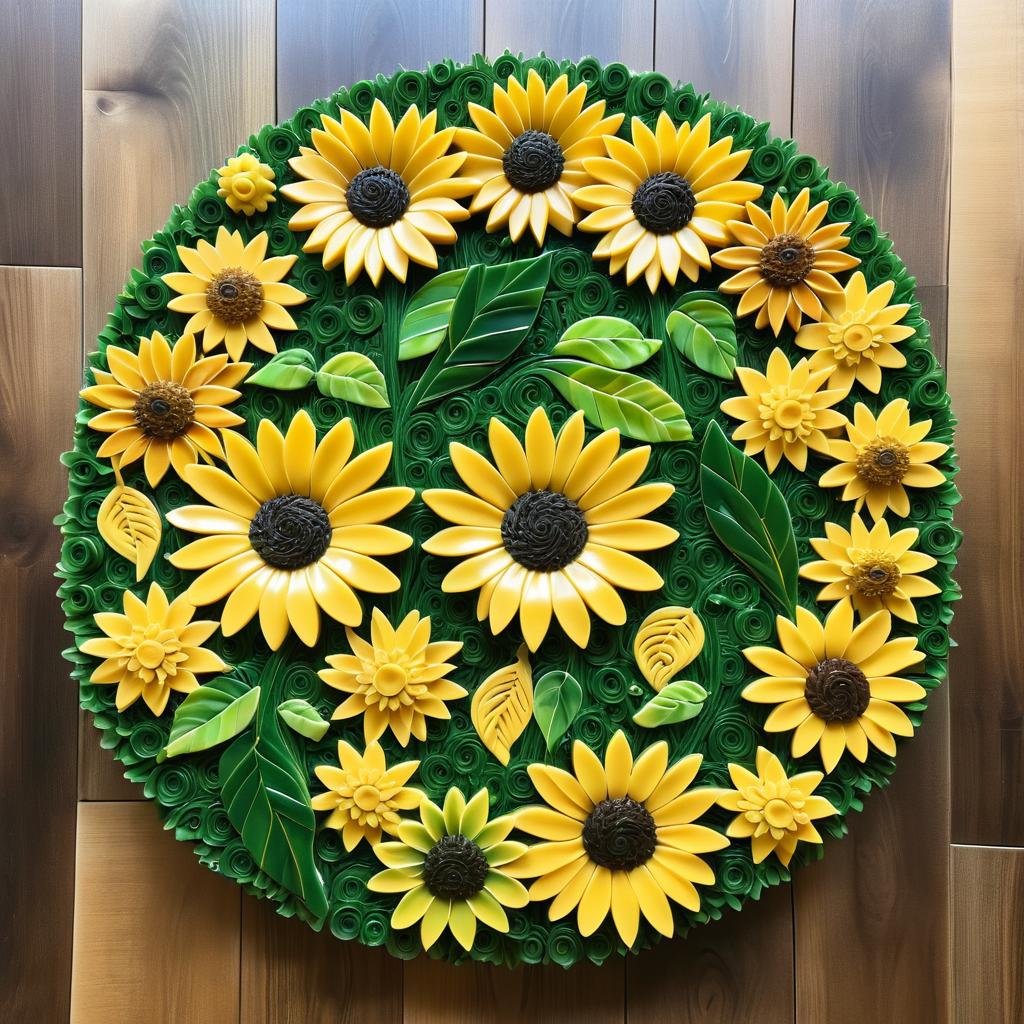 Vibrant Pasta Art Sunflower Mosaic