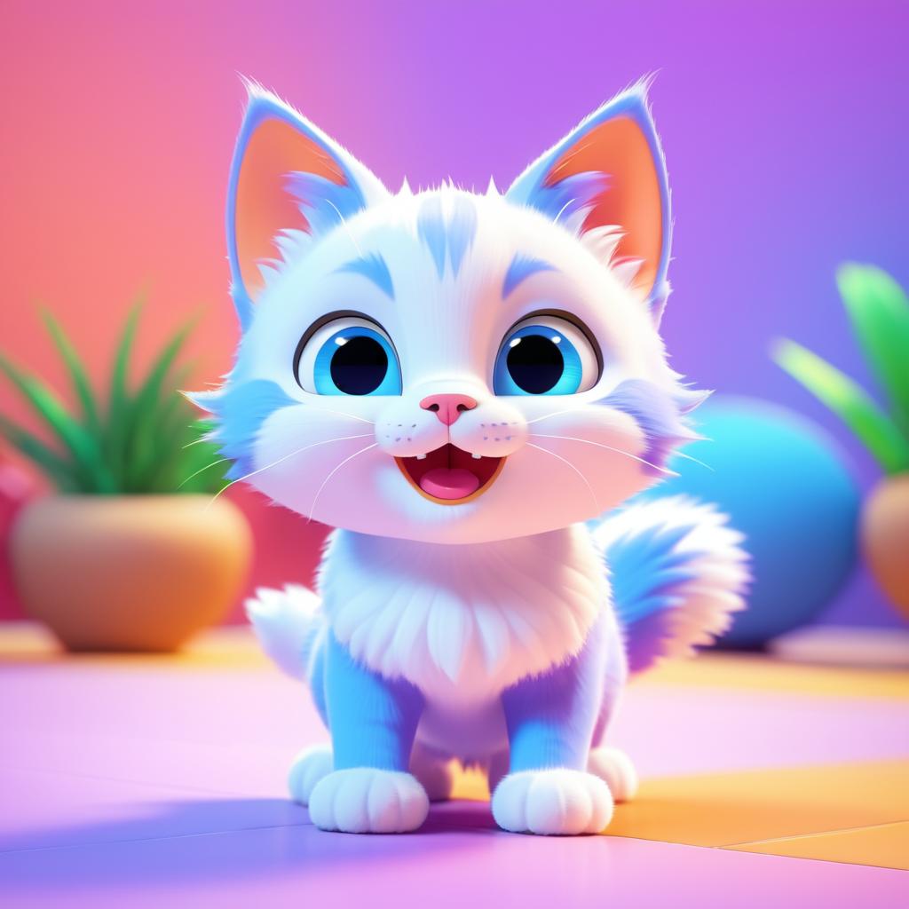 Playful DreamWorks Style Cartoon Kitten