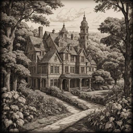 Vintage Ink Illustration with Intricate Detail