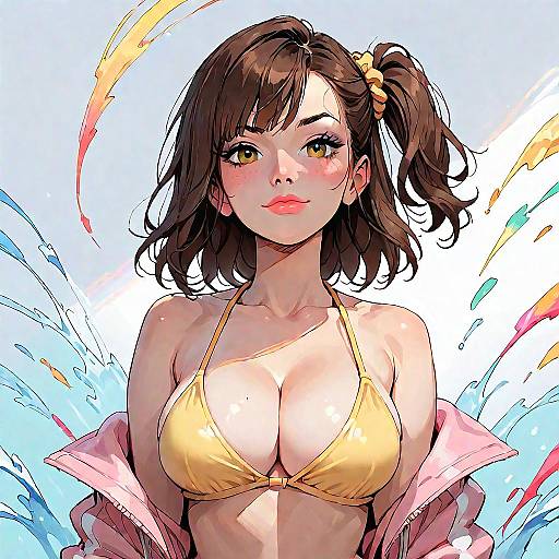 Charming Anime Girl in Swimsuit