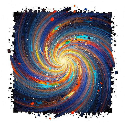 Abstract Swirling Colors with Pixel Fragments