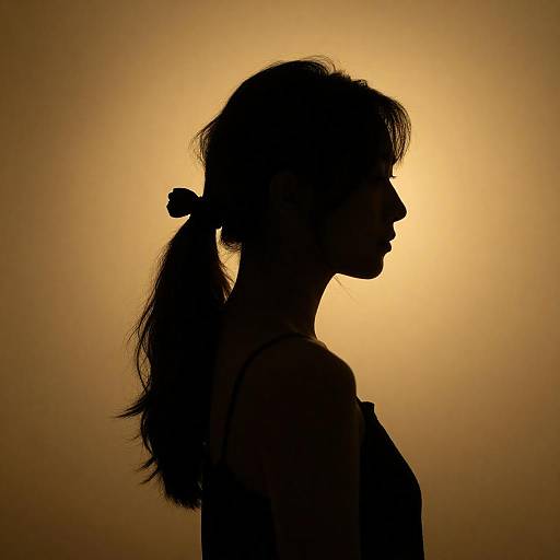 Silhouette of Woman in Profile with Ponytail